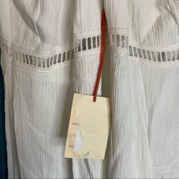 Raga La Cruz Midi Sundress White Plunging V Neck Bohemian Flowy S Small - Picture 5 of 15